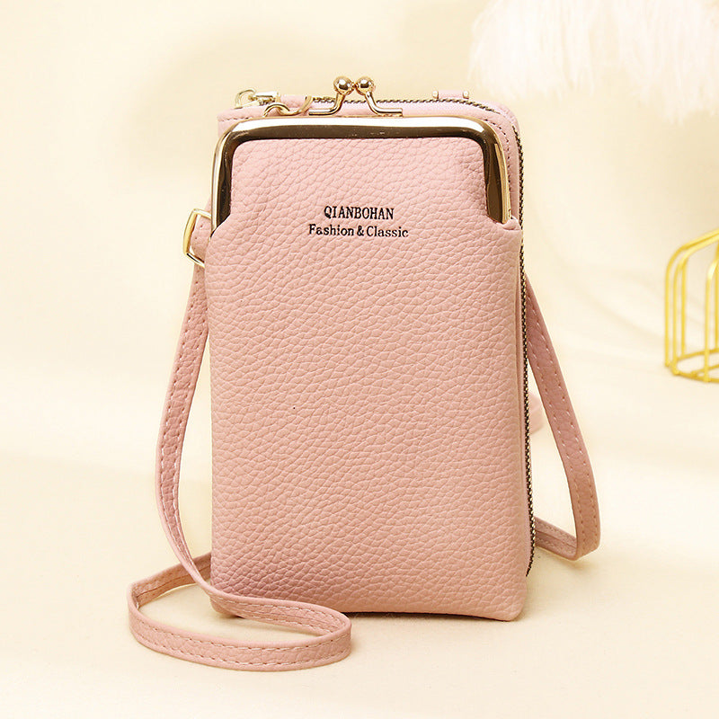 Vertical One Shoulder Mobile Phone Case Wallet Purse Bag with Adjustable Strap For Women