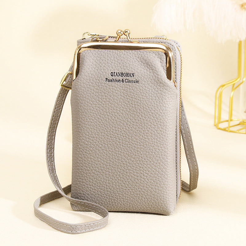 Vertical One Shoulder Mobile Phone Case Wallet Purse Bag with Adjustable Strap For Women