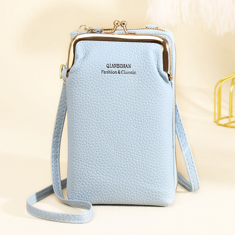 Vertical One Shoulder Mobile Phone Case Wallet Purse Bag with Adjustable Strap For Women