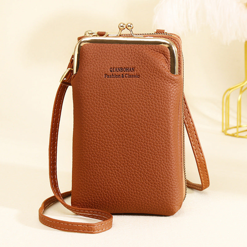 Vertical One Shoulder Mobile Phone Case Wallet Purse Bag with Adjustable Strap For Women