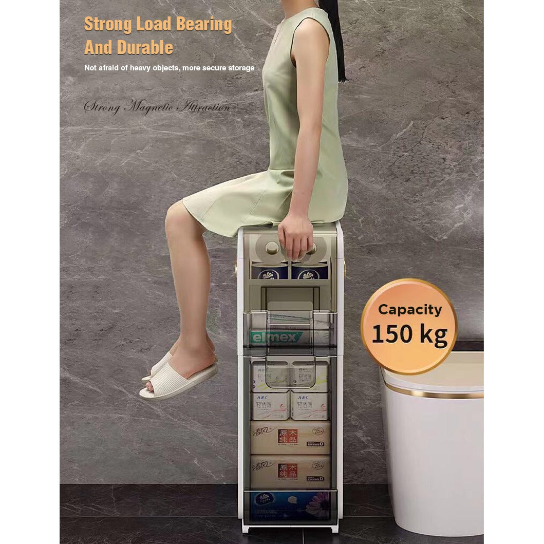 Drawer-type Movable Multi-layer Ultra-narrow Bathroom Storage Cabinet