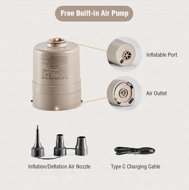 Portable Inflatable Mattress for Outdoor Camping Travel with Built-in Inflating Pump