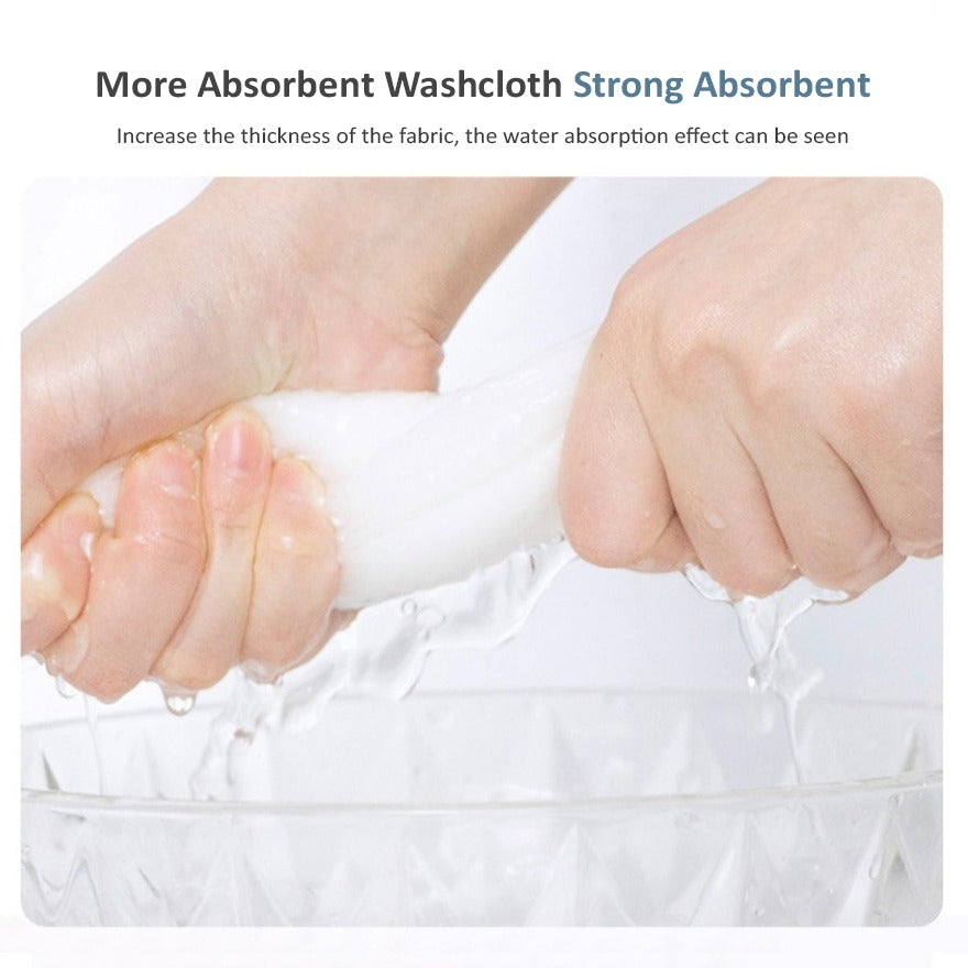 A person squeezing Cotton Disposable Dry Tissue Wipes to dry it