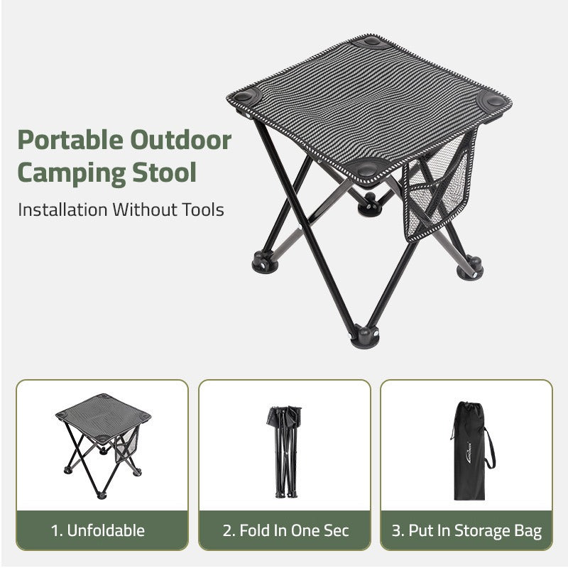 Portable Outdoor Camping Stool, Quick Deploy Seat Chair for Picnic, Camping, Fishing, BBQ