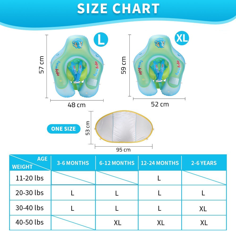 Inflatable Baby Swimming Float with its size