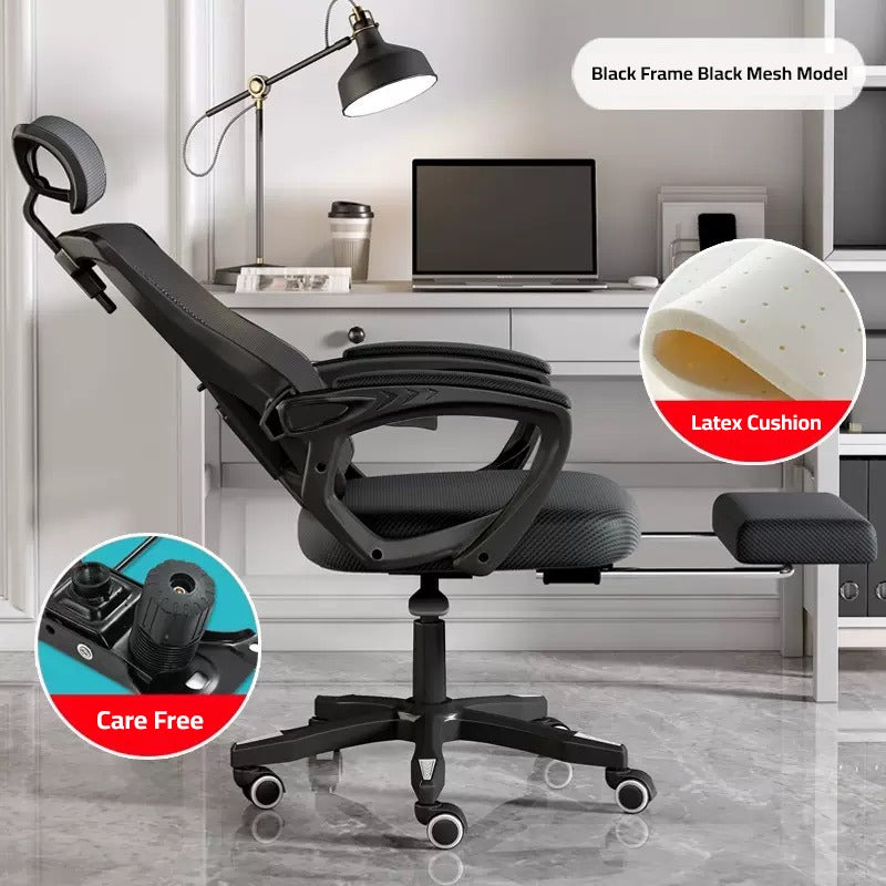 Image displaying the flexibility of Black color Office Chair with Wheels along with its material feature
