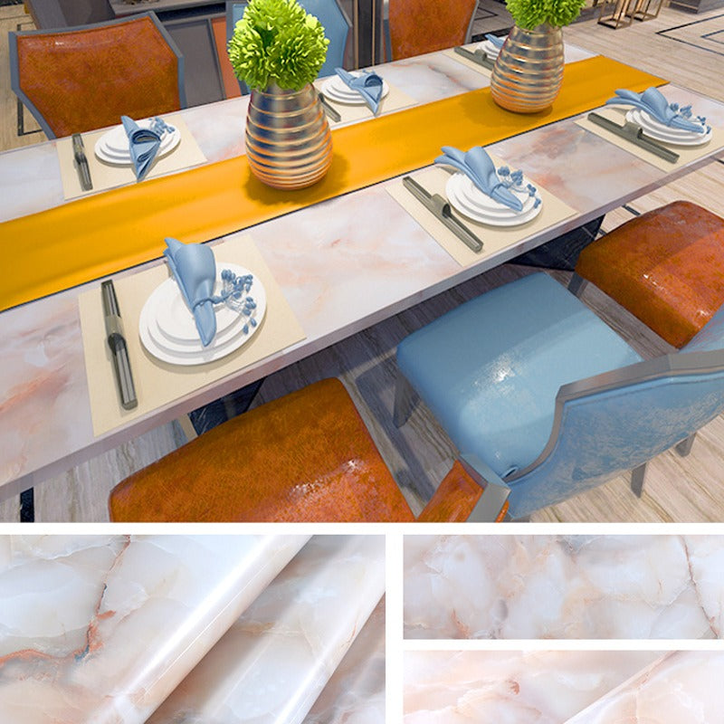 A Table with marble-designed waterproof Wallpaper