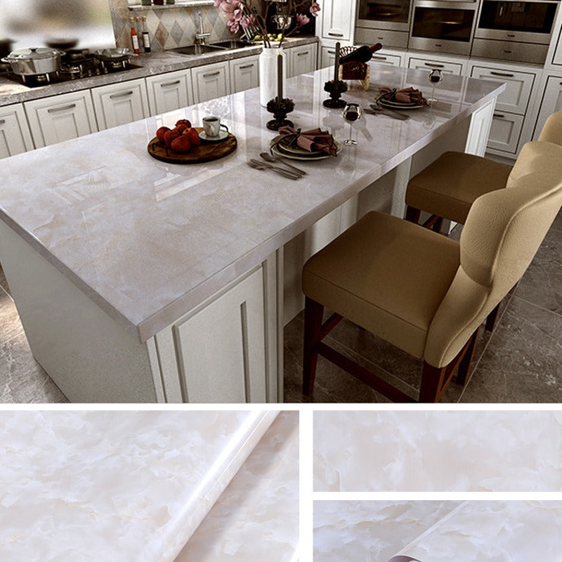 A Table with marble-designed waterproof Wallpaper