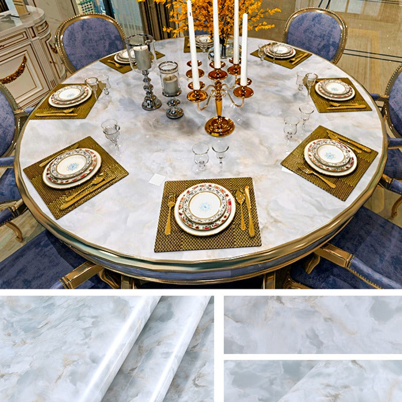 A Table with marble-designed waterproof Wallpaper