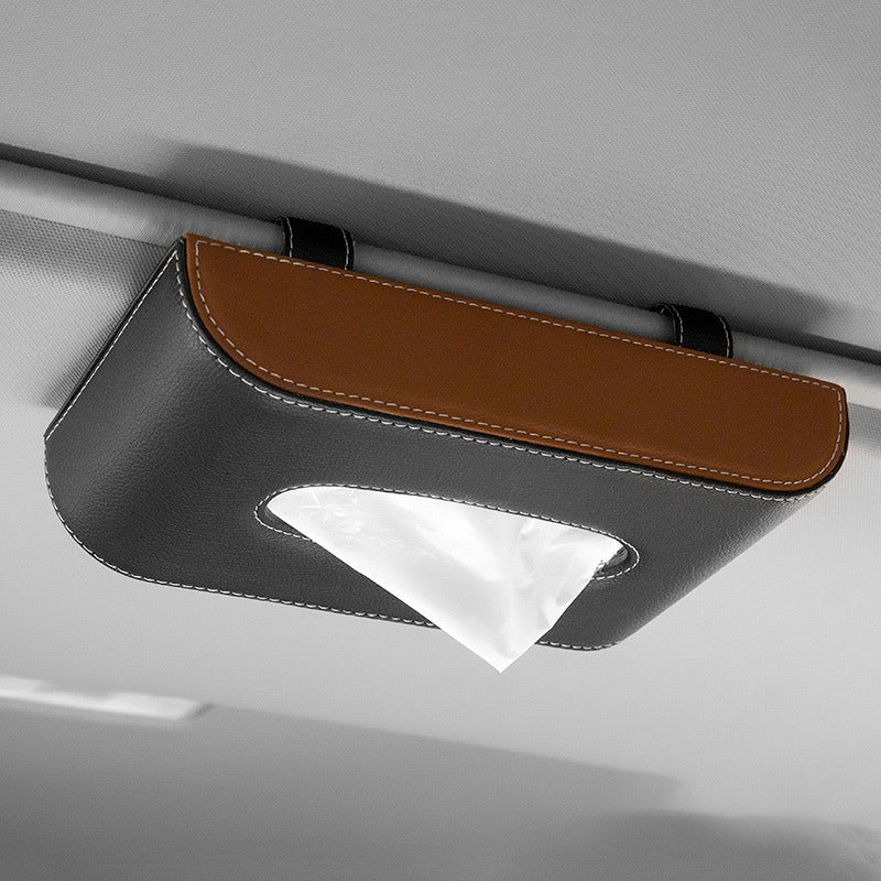 A vehicle showcasing a Car Sun Visor Tissue Holder
