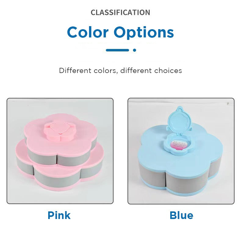 Flower Design Snack Box - Double-Layer Storage Plate for Dried Fruit, Snacks, Candy