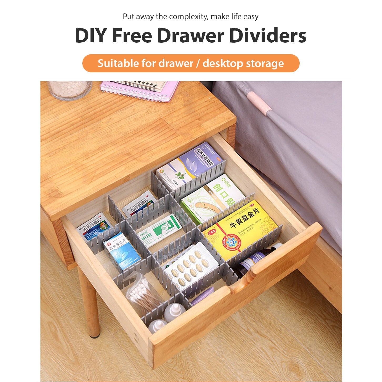 First aid kit well organized in a drawer with the help of Adjustable Drawer Dividers