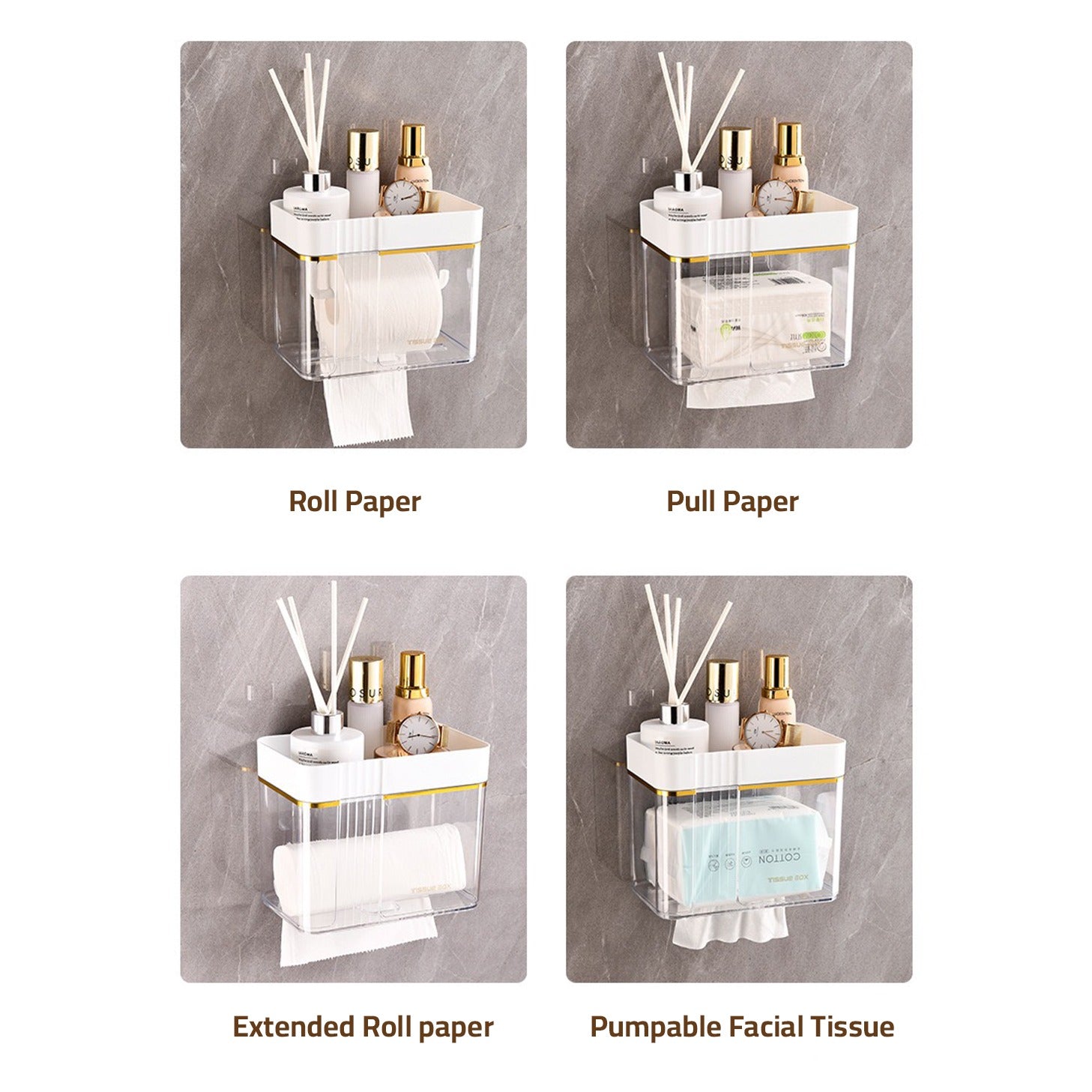 Types of tissue rolls suitable for Transparent Wall-Mounted Toilet Paper Holder with Storage Shelf