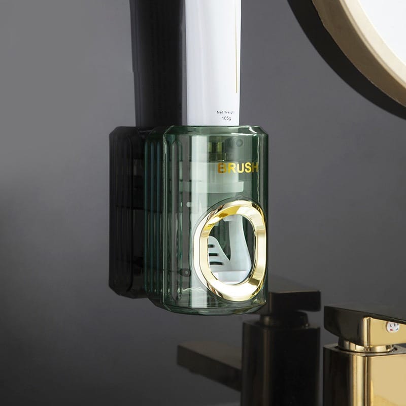 Wall-Mounted Toothpaste Dispenser and Squeezer - Transparent green color