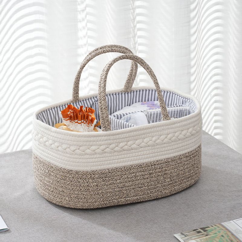 Brown color Nursery Storage Basket kept on top of a table