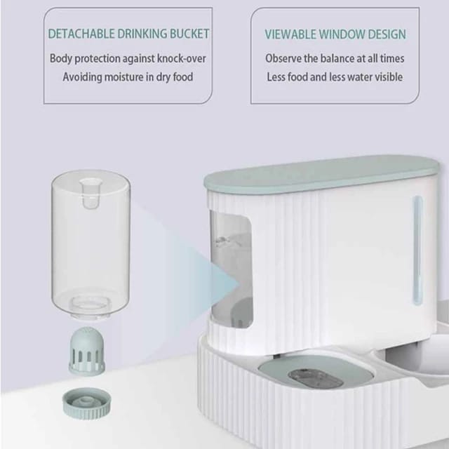 The image exposes the water bucket in an Automatic Pet Feeder & Water Dispenser by mentioning it's advantage
