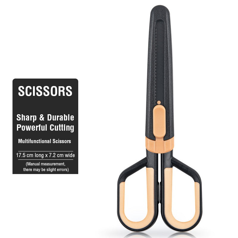 Scissor with Paper Cutting Blade in Black+Beige color