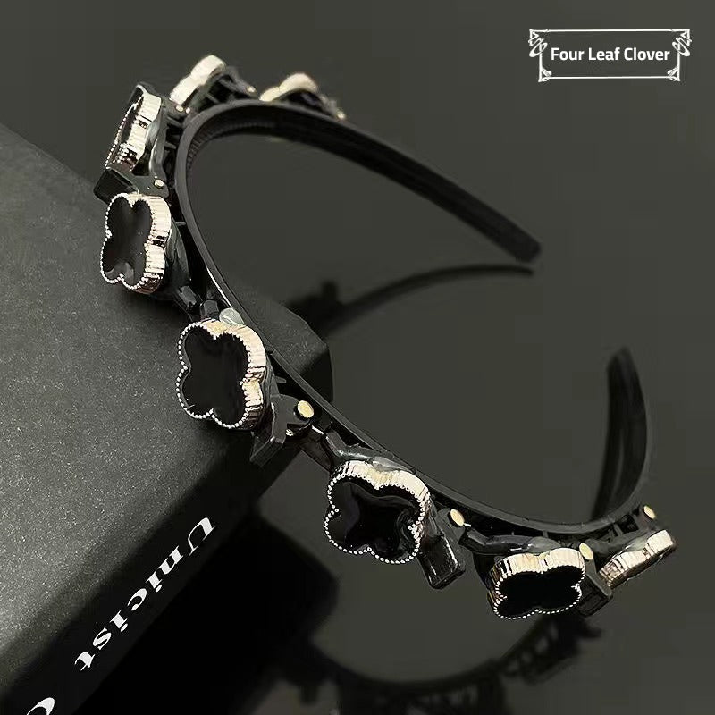 Double Bangs Hairstyle Headband in Four Leaf Clover design