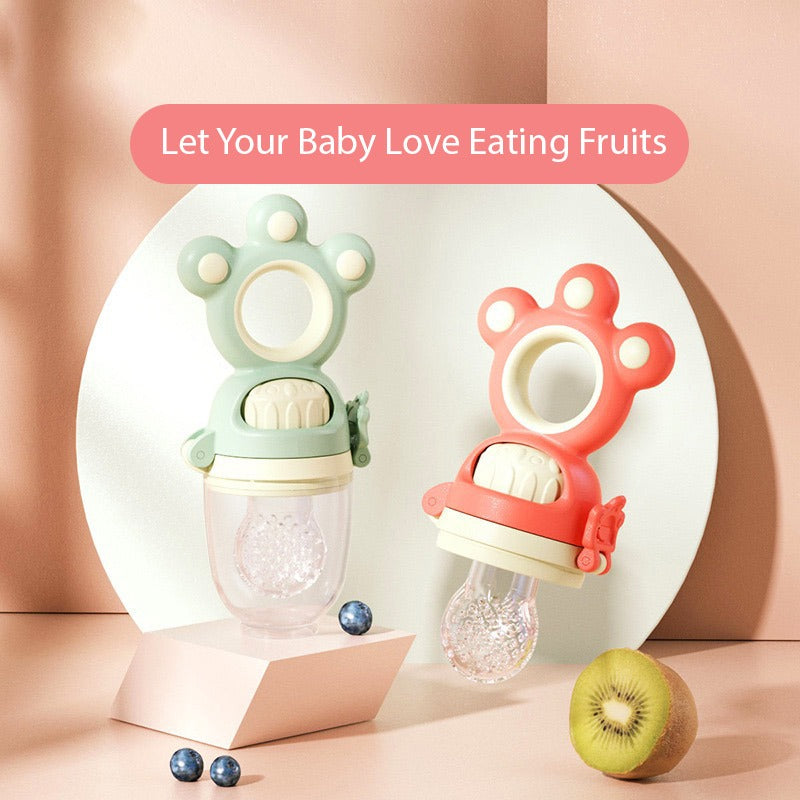 Showcasing 2 Baby Fruit Feeders in Green and Orange colors