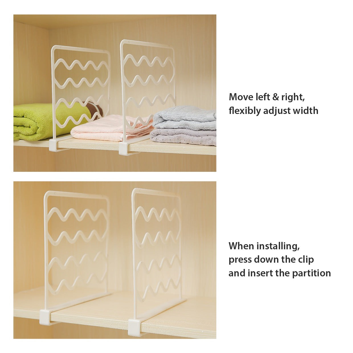 Image displaying the instructions to install and use Wardrobe Separation Board