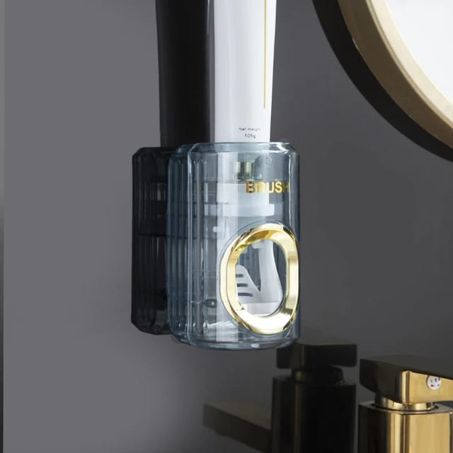 Wall-Mounted Toothpaste Dispenser and Squeezer - Transparent blue color