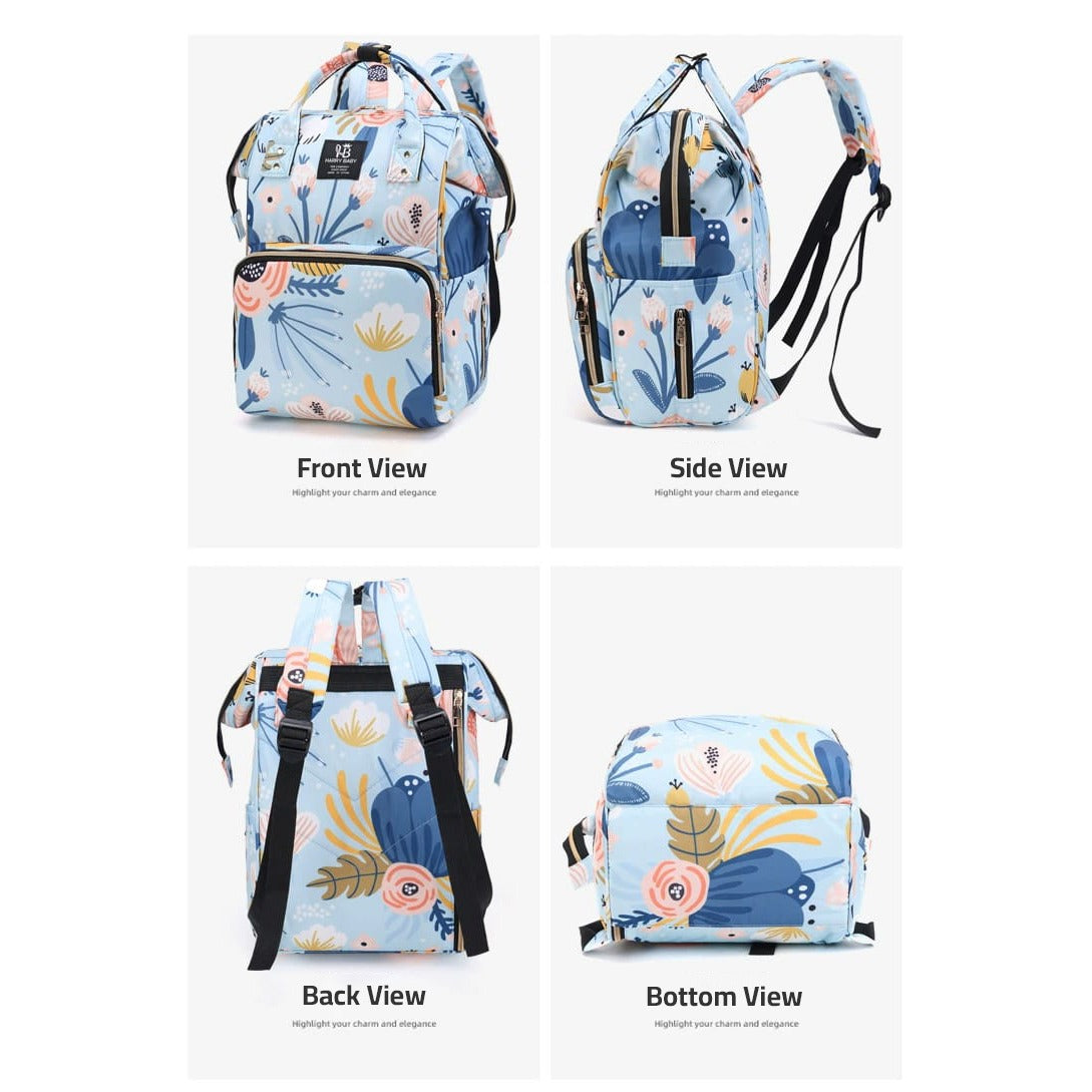 Collage image displays the 4 sides view of Mother Backpack Bag