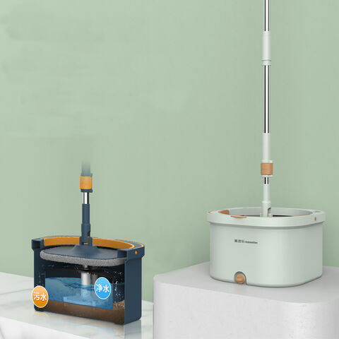 Showcasing Spin Mop and Bucket and also displaying its mechanism in graphics
