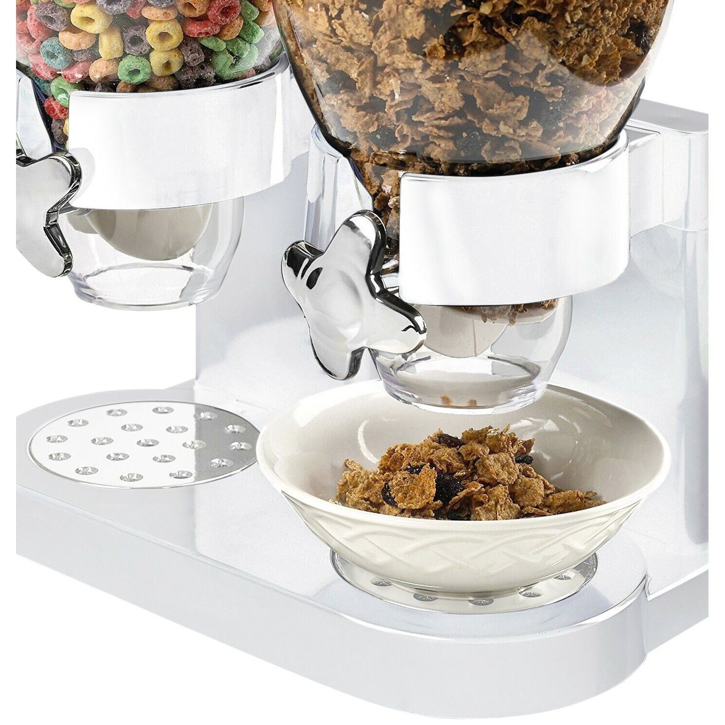 Dispensing corn flakes from one head of Snack and Cereal Dispenser