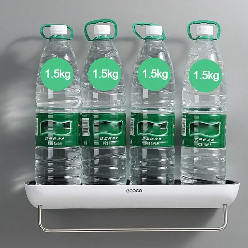 punch-free storage rack, cleverly mounted on the wall, featuring a practical shelf for organizing essentials