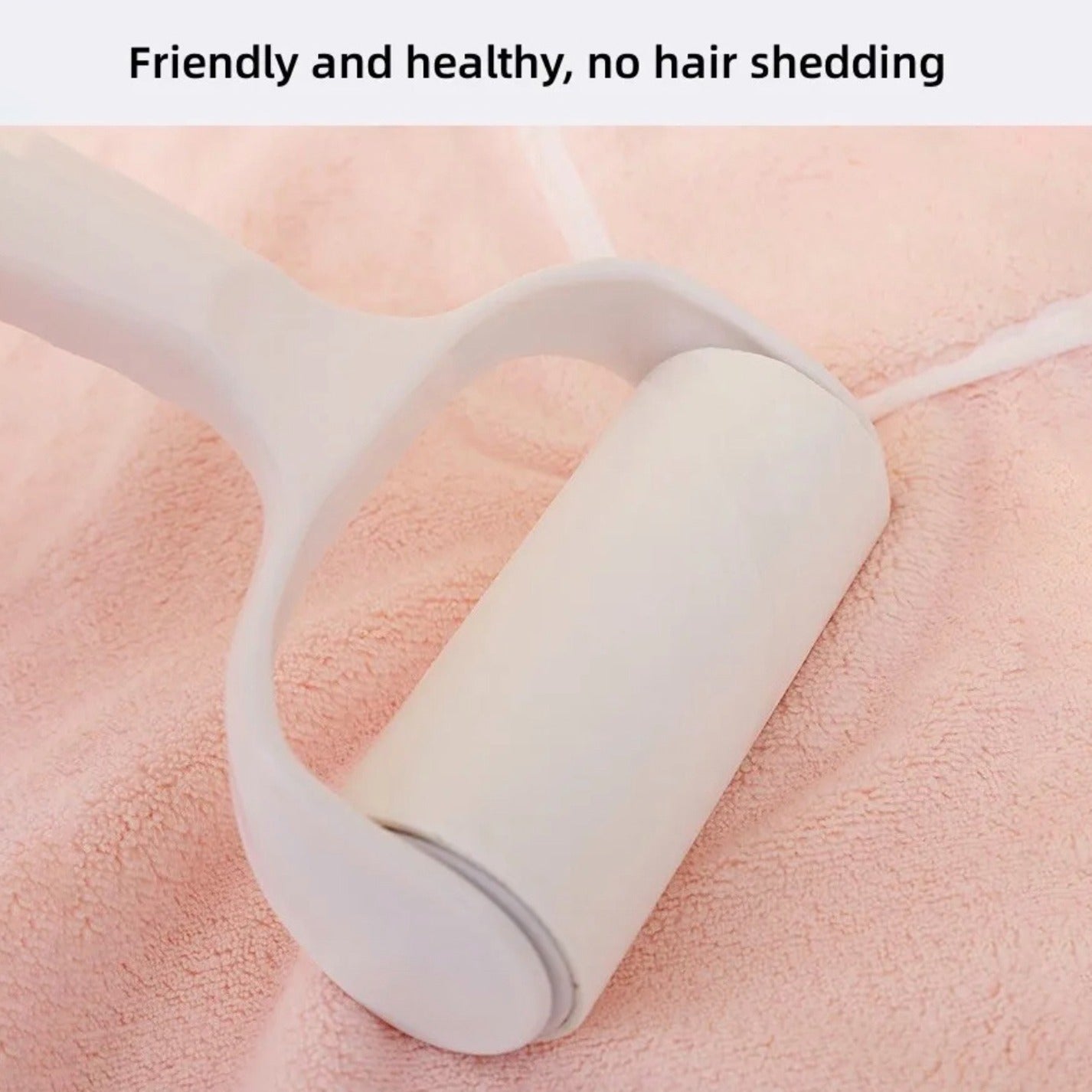 Rolling lint remover on a Quick-Drying Hooded Bathrobe