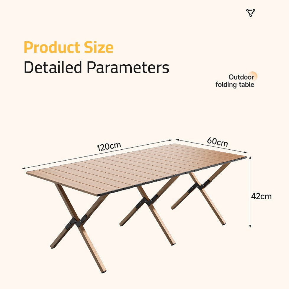 Showcasing Outdoor Portable Camping Table with its size and detailed parameters