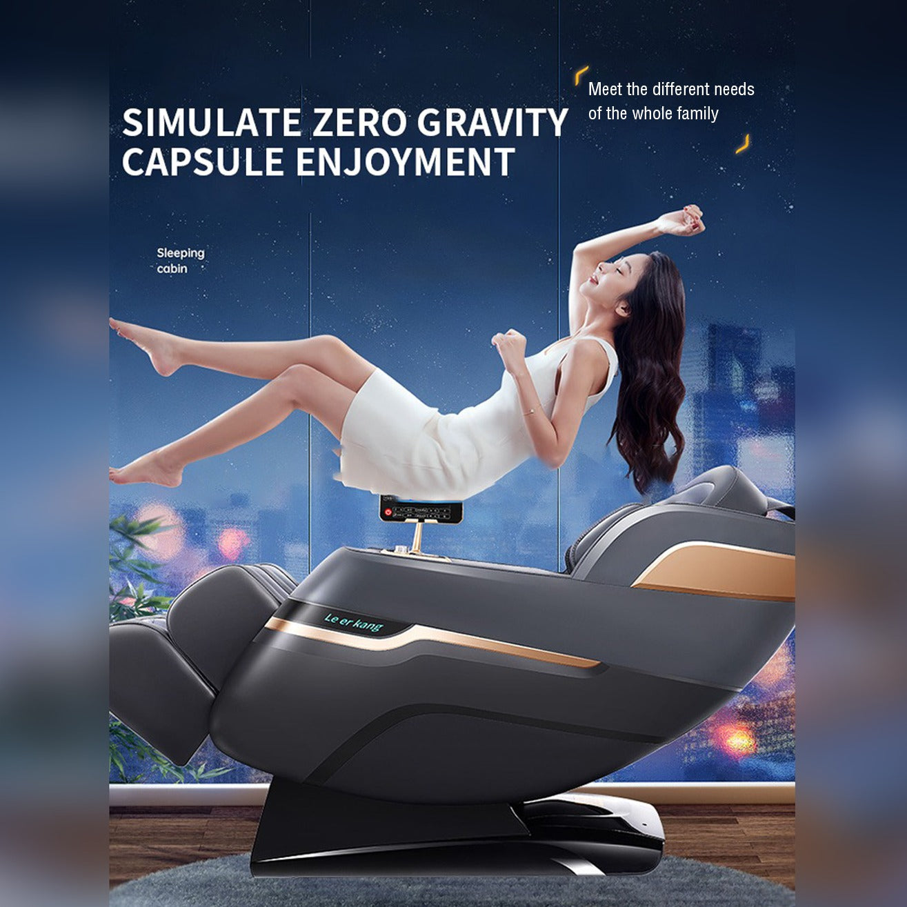 Showcasing the side view of Full Body Electric Massage Sofa placed in a living room