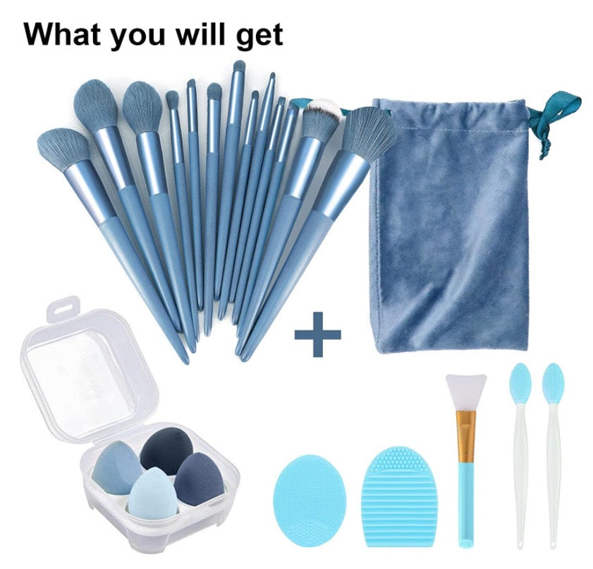22Pcs Makeup Tools Set in blue color