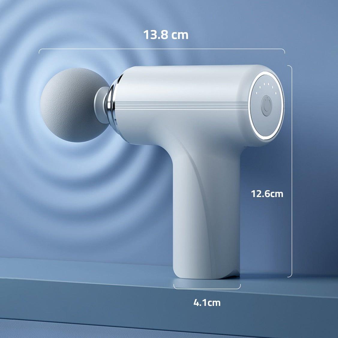 Portable Mini Massage Gun displayed with its size