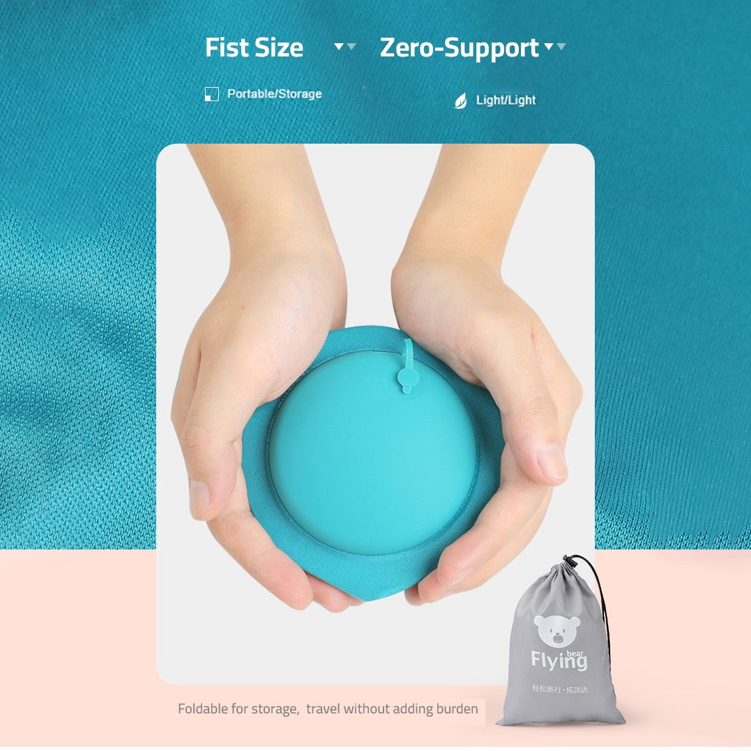 A person holding an Inflatable U-Shape Travel Neck Pillow