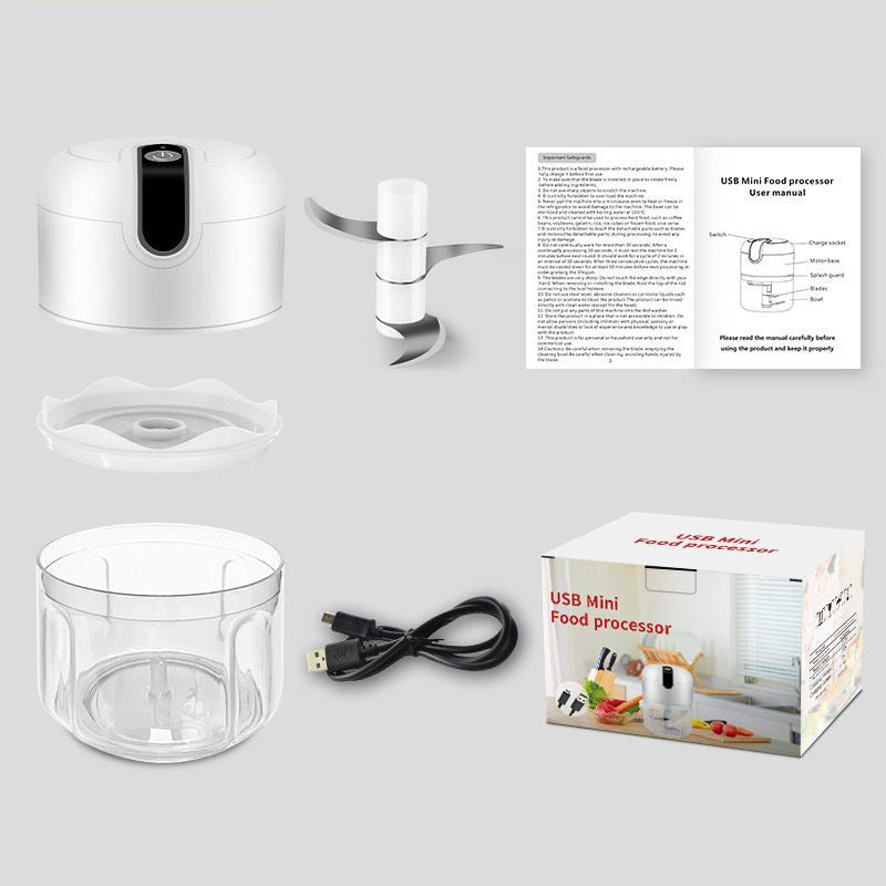 Mini Electric Chopper Food Processor with box and accessories