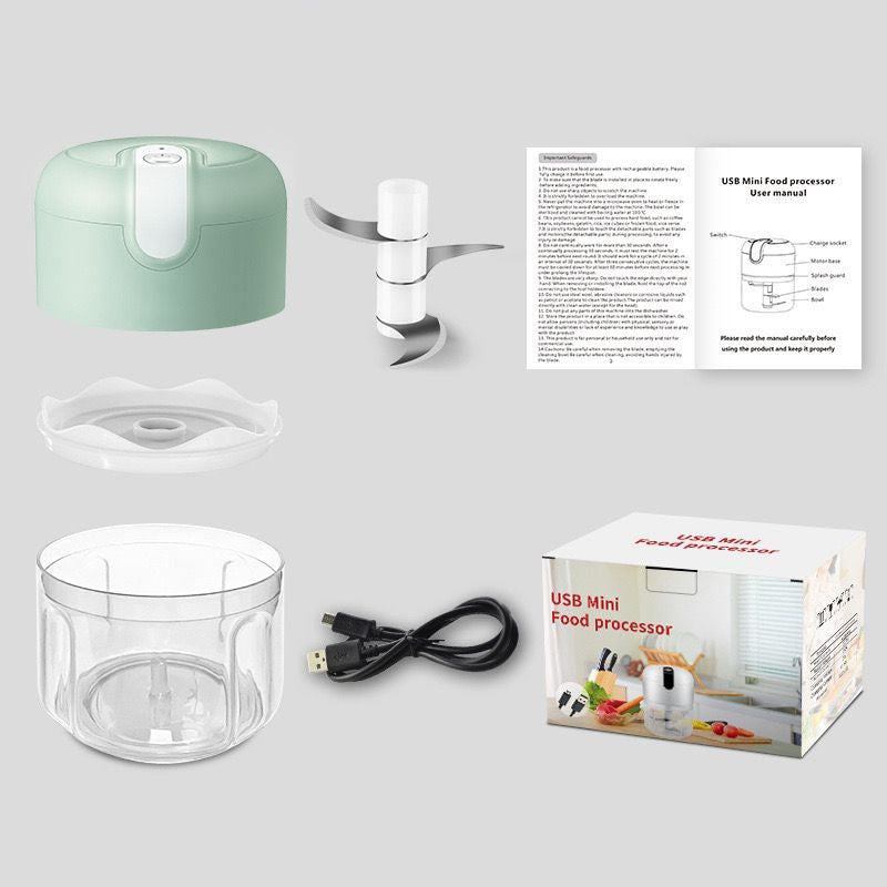 Mini Electric Chopper Food Processor with box and accessories