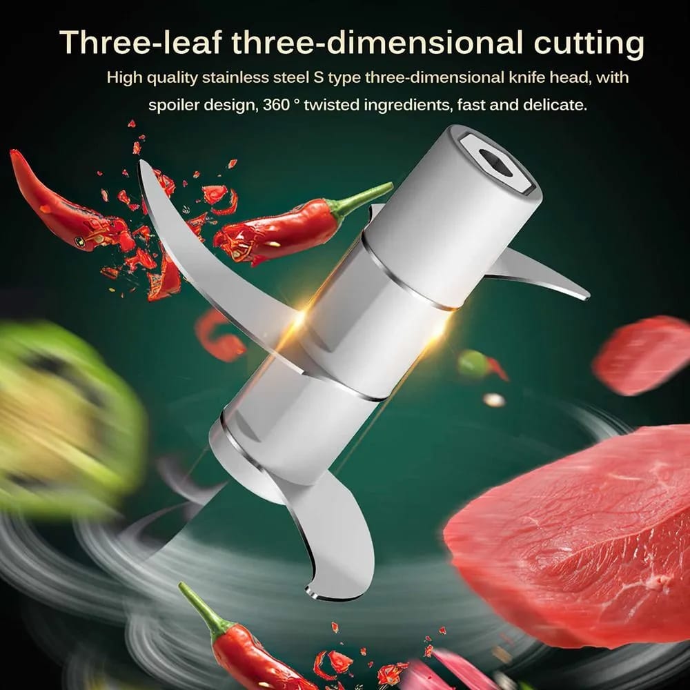 Mini Electric Chopper Food Processor three blades for three-dimensional cutting