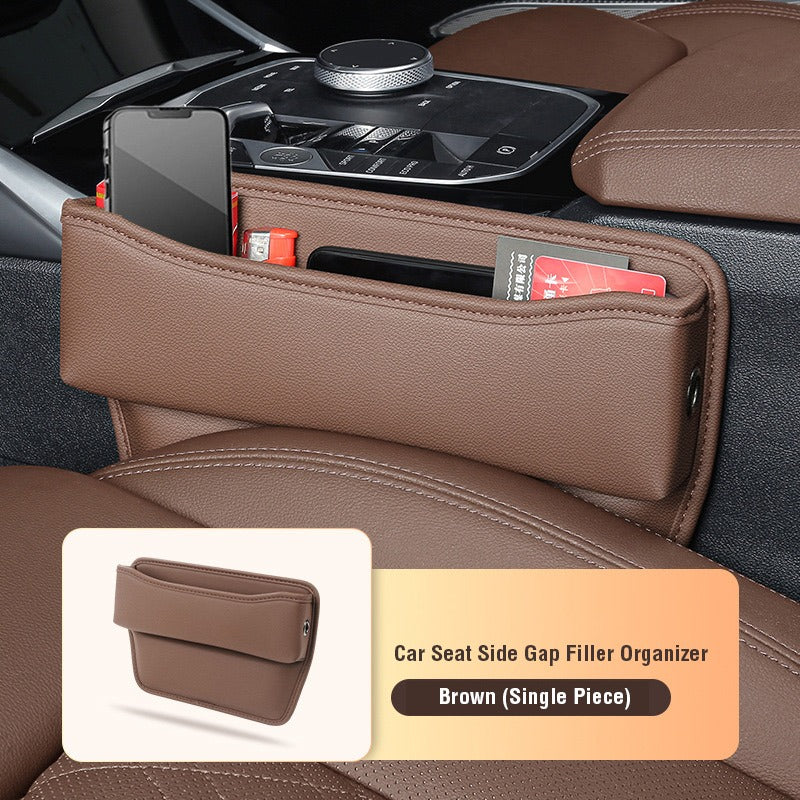 Car Seat Gap Storage Box Organizer in brown color