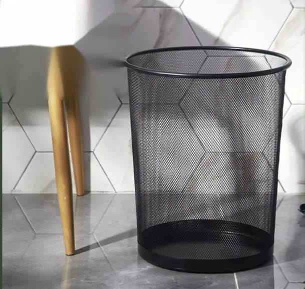 Round Metal Mesh Garbage Waste Basket - Mesh Wastebasket Bin for Home or Office