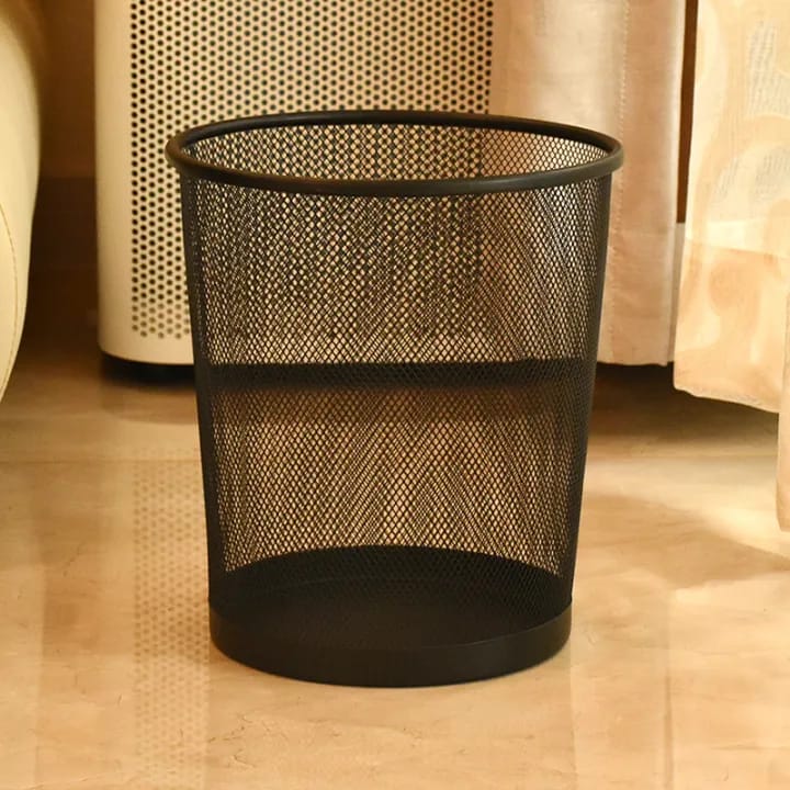 Round Metal Mesh Garbage Waste Basket - Mesh Wastebasket Bin for Home or Office
