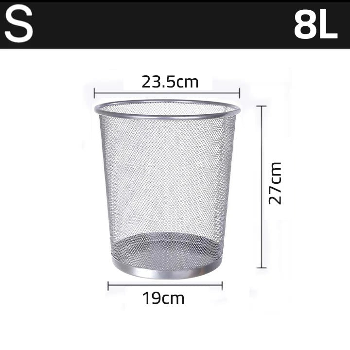 Round Metal Mesh Garbage Waste Basket - Mesh Wastebasket Bin for Home or Office