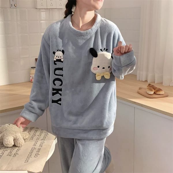 women in pajama winter wear