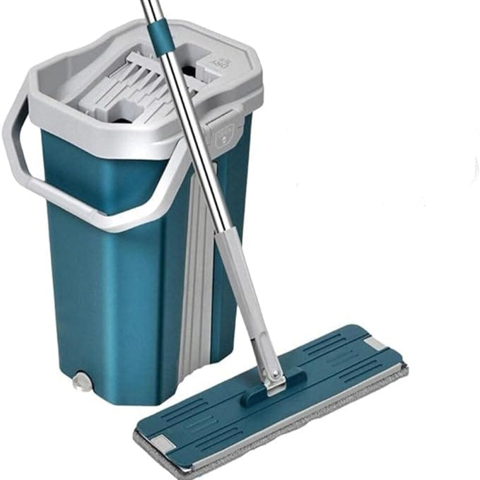 360° 2in1 Flat Mop - Self-Wash And Squeeze Dry Flat Mop With Bucket 2 Mop Pads