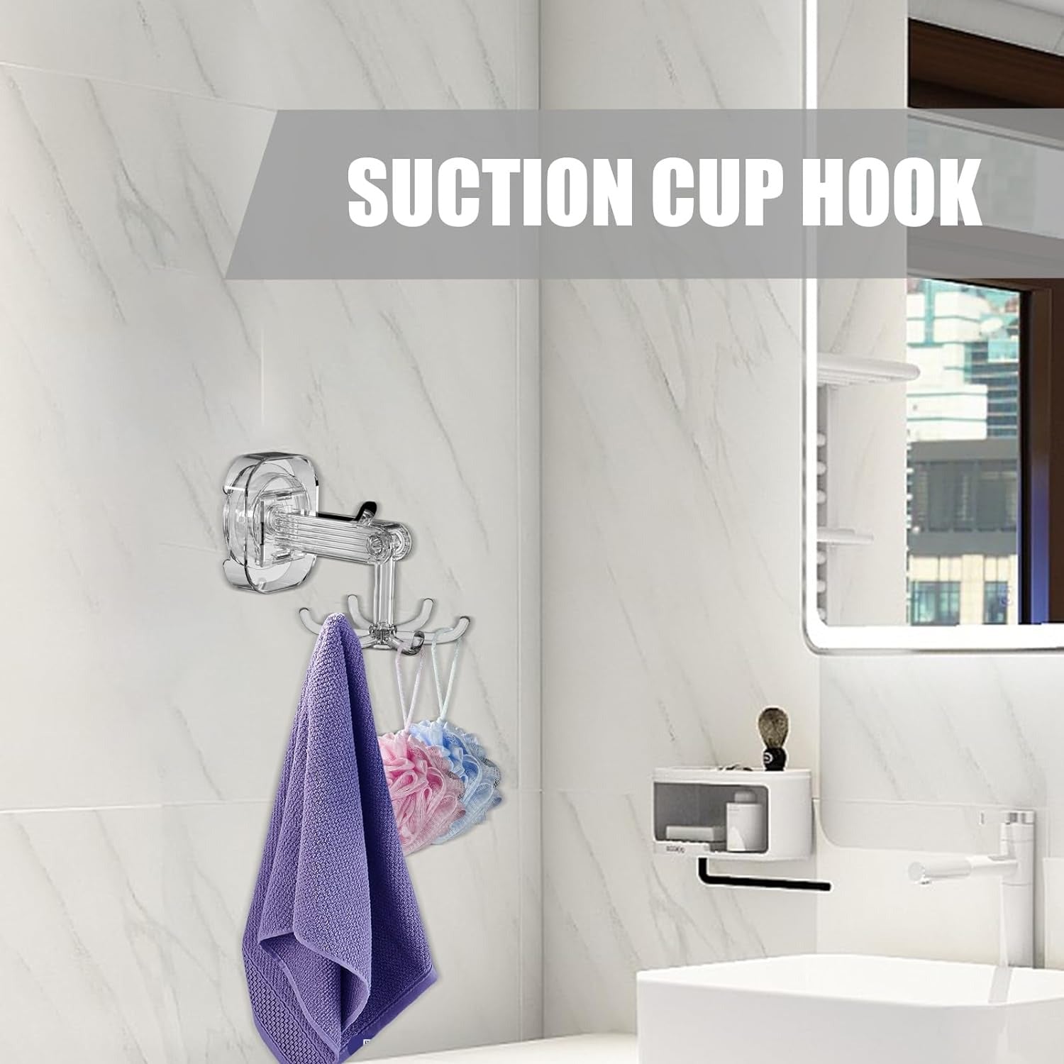 360° Rotatable Suction Cup Hook used in bathroom