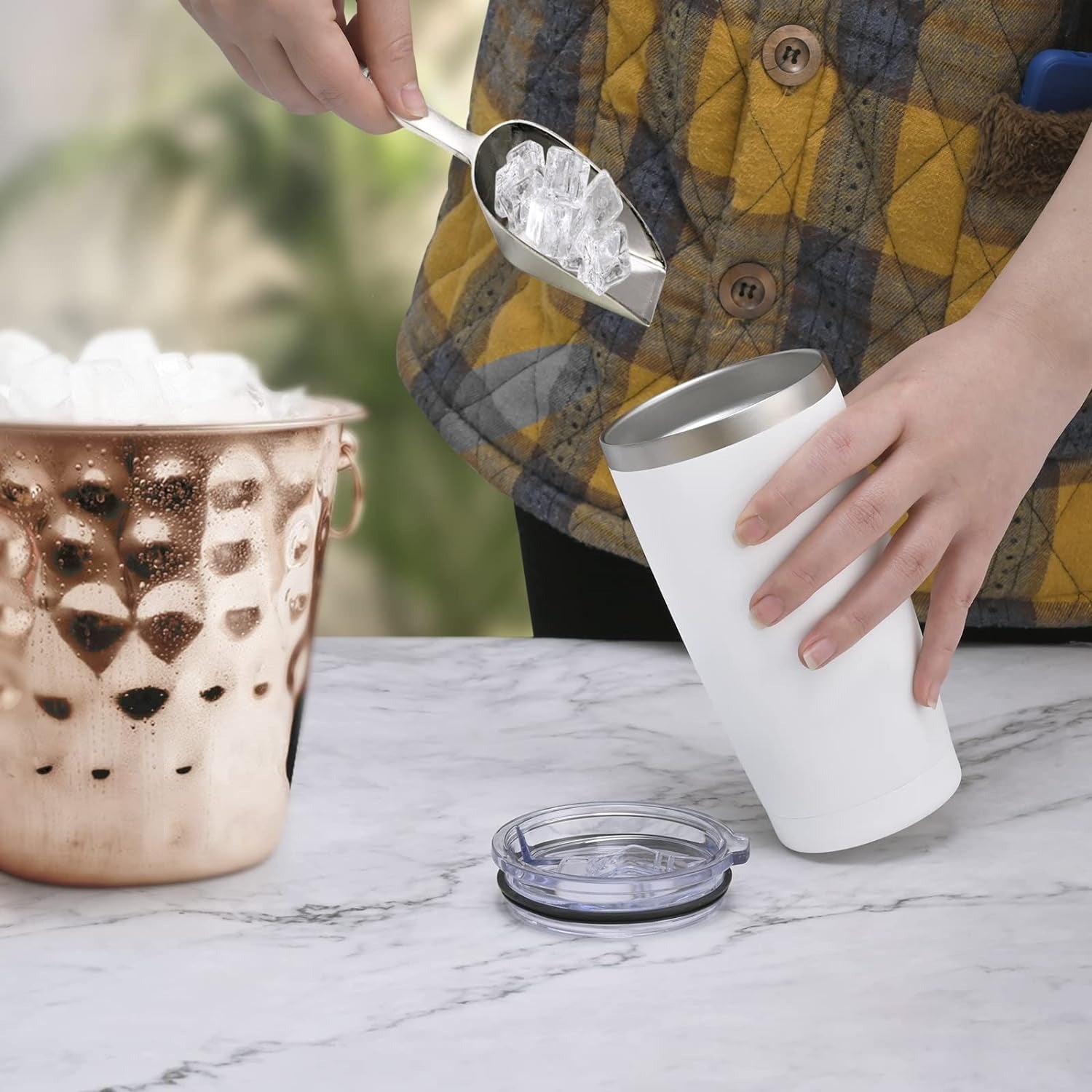Stainless Steel Thermal Travel Mug with Lid great for cool drinks