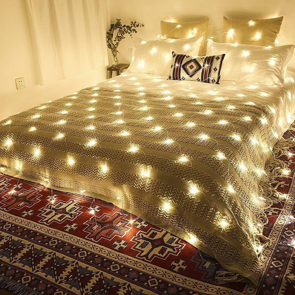 Solar LED Mesh String Lights used for bedroom