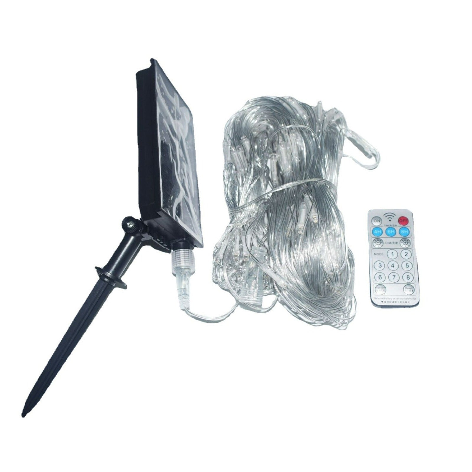 product that includes in Solar LED Mesh String Lights