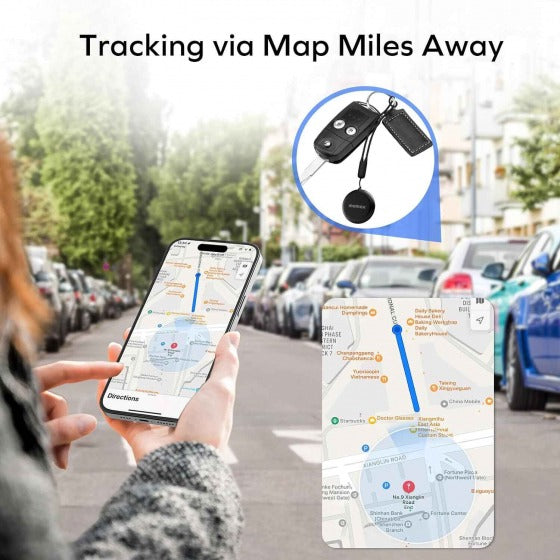 lady finding her Pinpop Airtag Wireless Loctaion Tracker using map