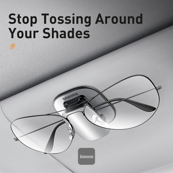 shades carefully kept on Baseus Platinum Vehicle Eyewear Clip